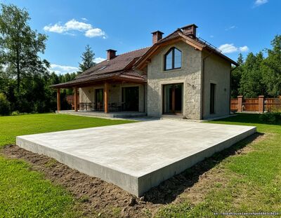 бетонная площадка в земле на дачном участке