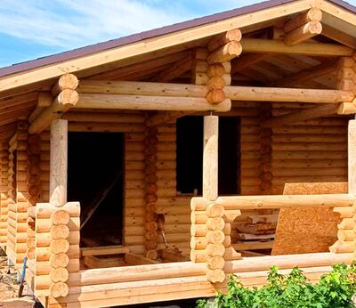 Баня из оцилиндрованного бревна Шаховская