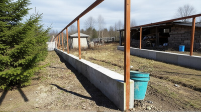 ленточный фундамент для забора со столбами Шаховская