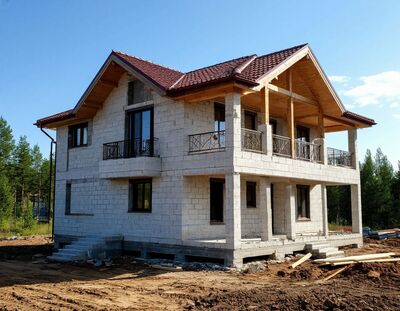Строительство коттеджа из пеноблоков Строительство коттеджа из пеноблоков