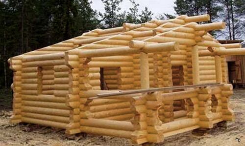 Сруб дома из бревна