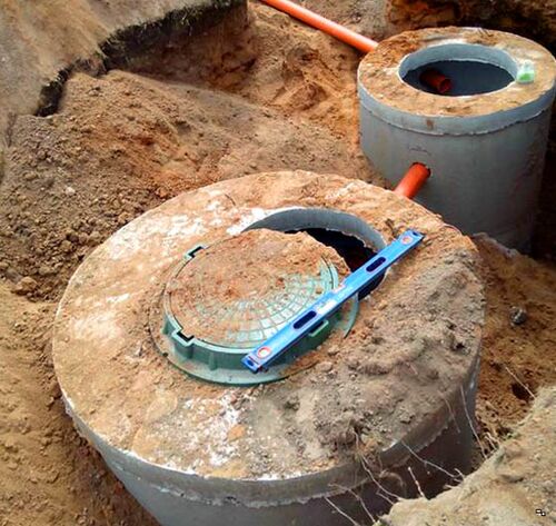 Двойной септик из бетонных колец