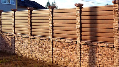 Монолитные заборы из бетона и столбы из кирпича Лотошинский район